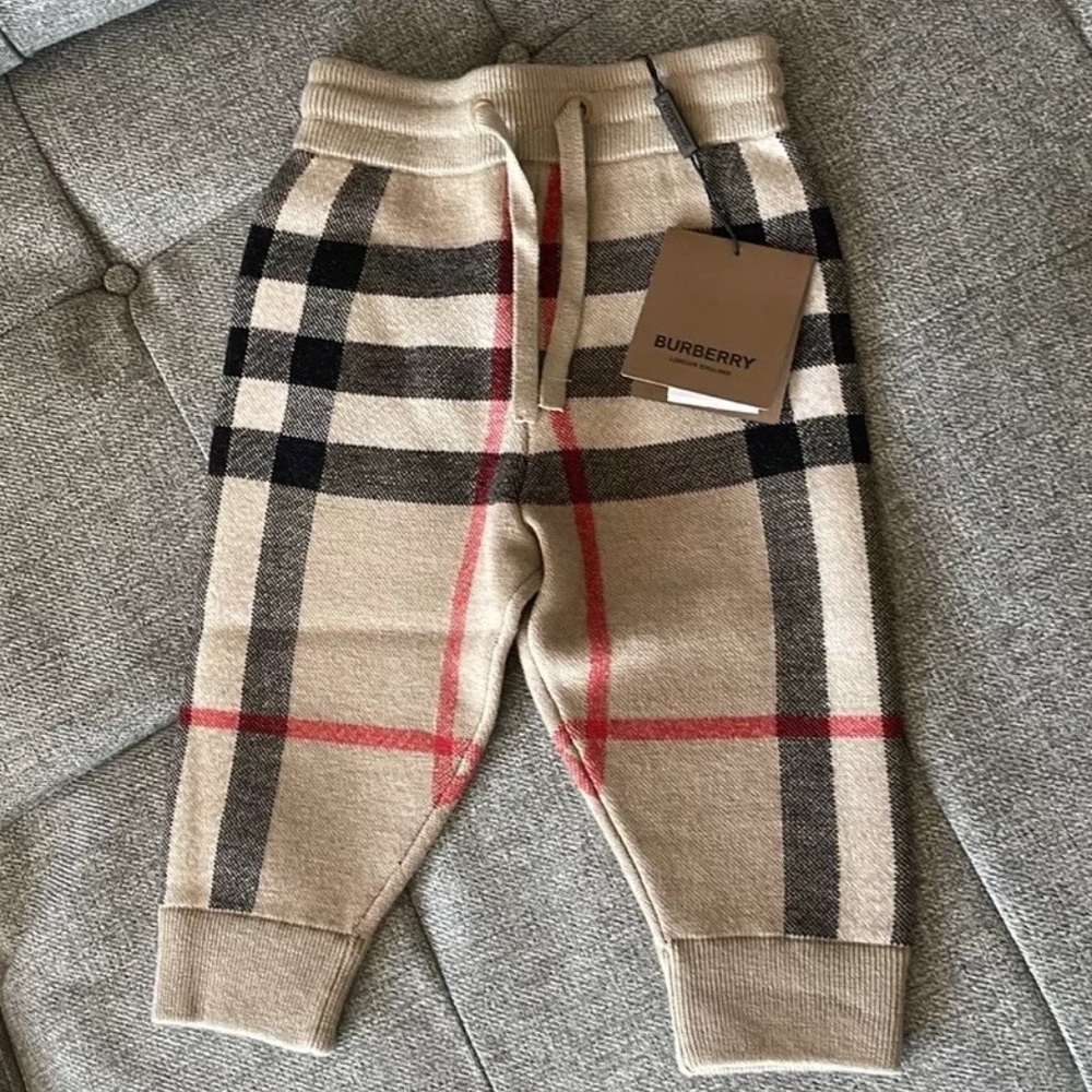 Burberry Baby Boy Archive Check Wool Cashmere Knit Pants 12M